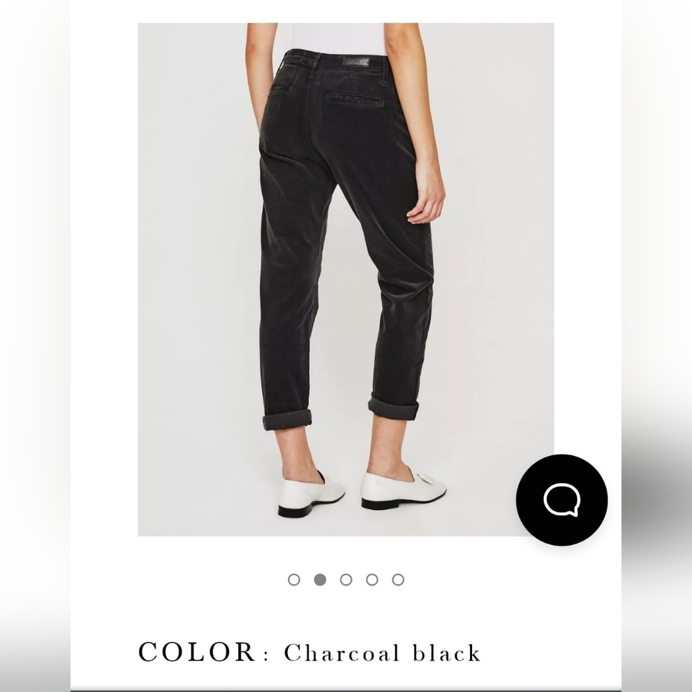 AG Adriano Goldschmied charcoal black corduroy trouser pant stretch size 27 NWT